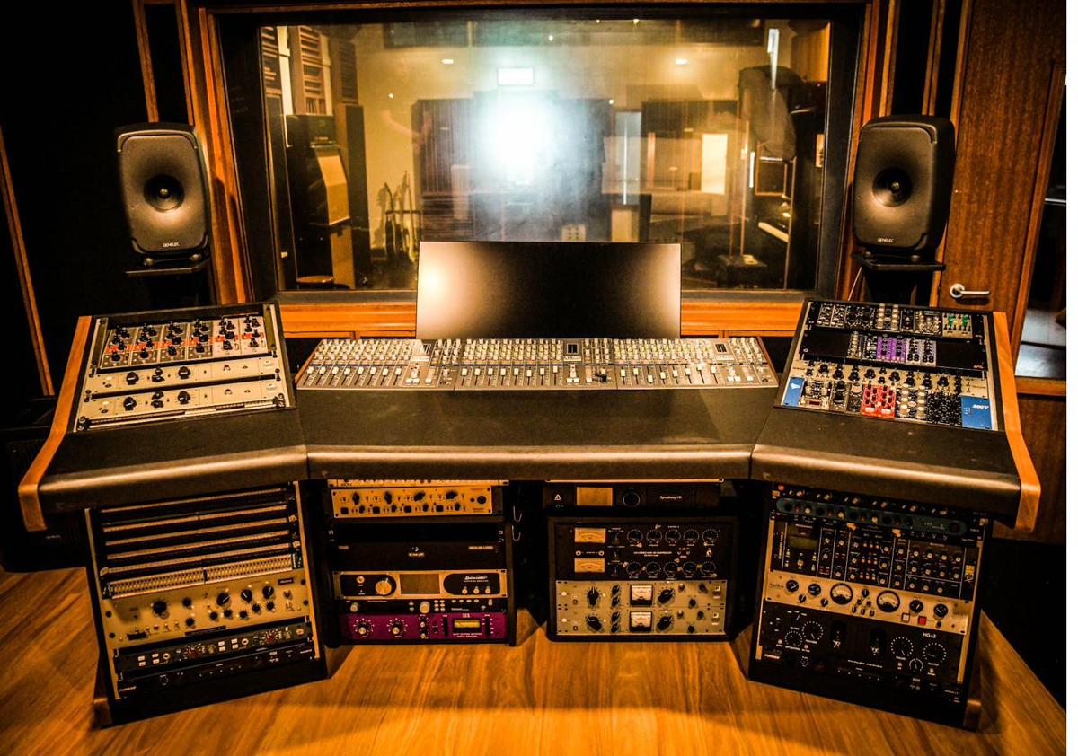 Control room looking into live room